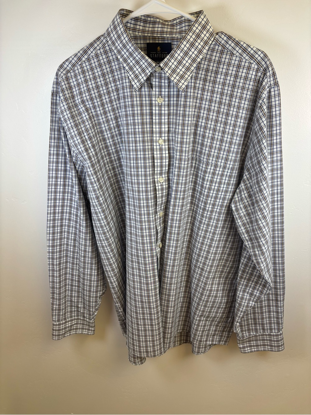 STAFFORD SHIRT TRAVEL PERFORMANCE SUPER SHIRT MEN 17 36-37 REGULAR FIT
BROWN STR